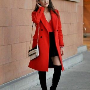 Zara Woman Red Double Breasted Coat